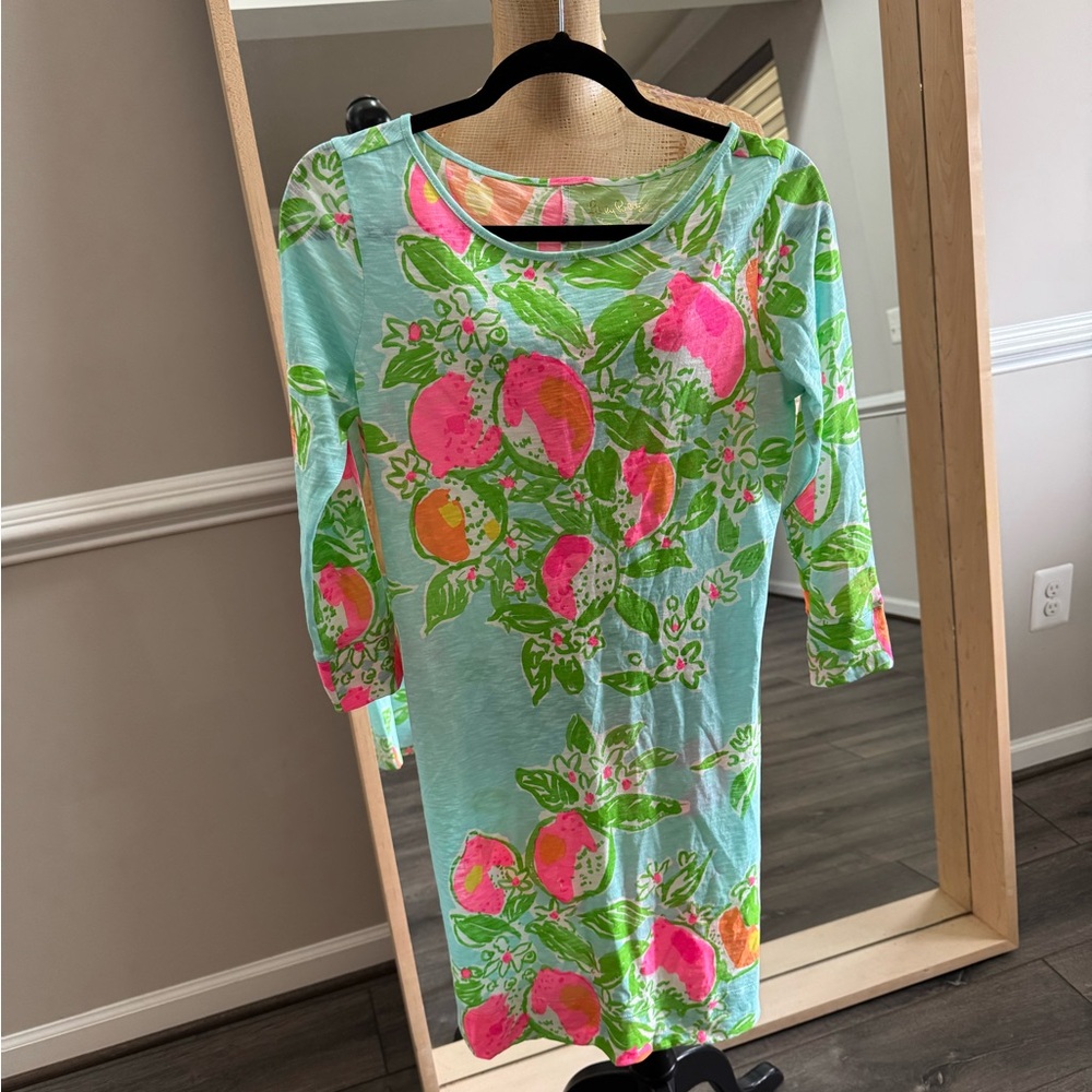 Lilly Pulitzer Pink and Green Tropical Dress‎ S